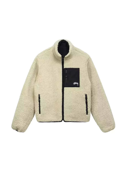 Stussy 8 Ball Reversible Sherpa Jacket “Cream”