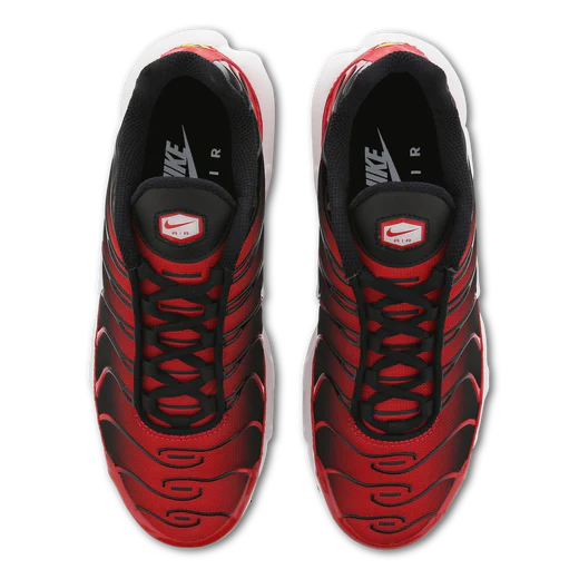 Air max plus on sale red black and white