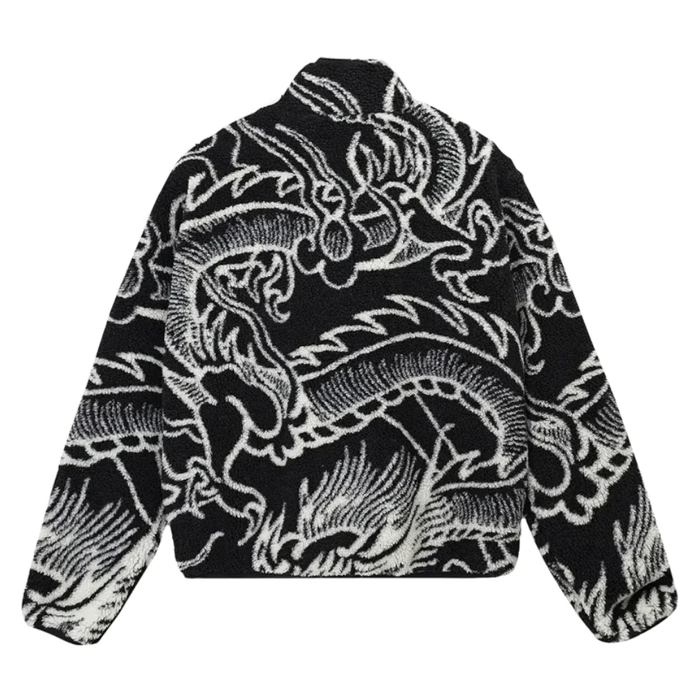 Stussy Dragon Reversible Sherpa Jacket "Black/White Dragon"